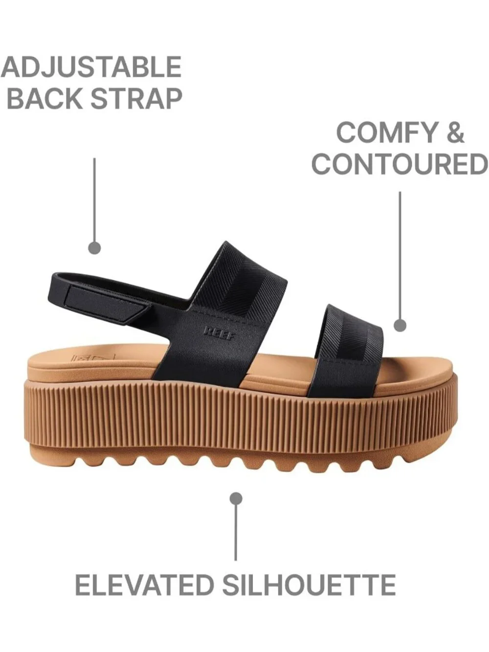 Women's Black Tan Water Vista Higher Open Toe Platform Wedge Casual Sandal Shoes